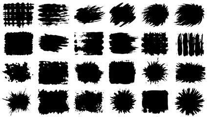 There is a collection of black brush strokes painted on a white background