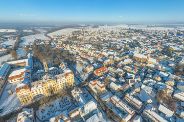 Ausblick auf das winterliche Ellingen in Mittelfranken