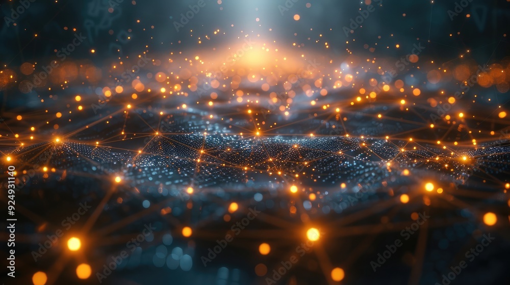 Aufkleber a glowing ai-powered neural network visualized as an interconnected web of light, symbolizing the co
