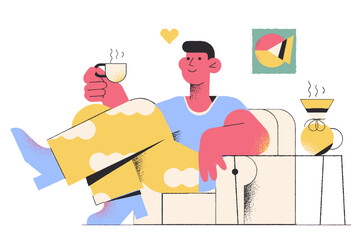 Man drinking coffee at home