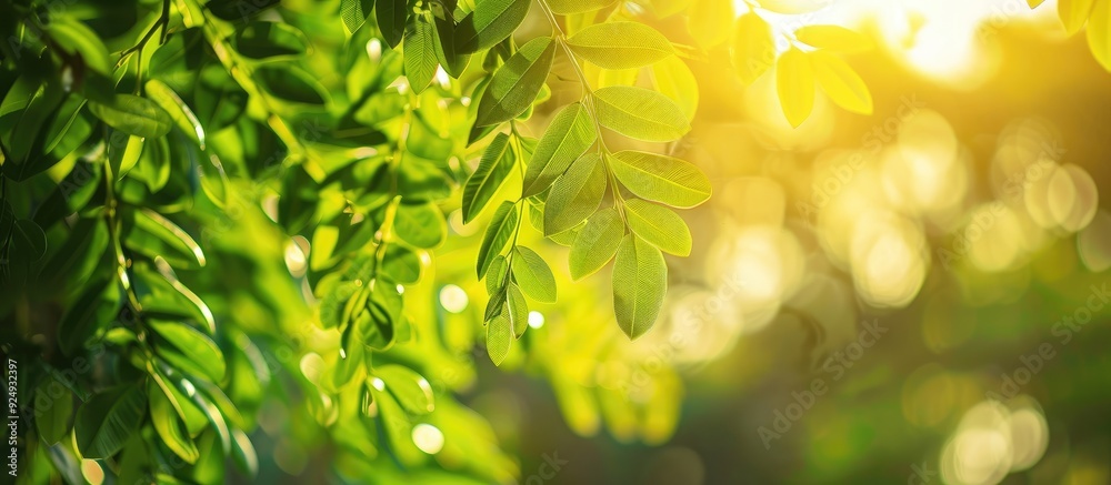 Leinwandbilder close up of tamarind tree foliage in the morning. with copy space image. place for adding text or de