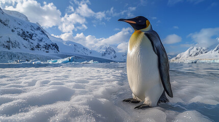 Fototapeta premium Penguins on an ice floe, Antarctic Peninsula, on an iceberg near South Shetland Islands