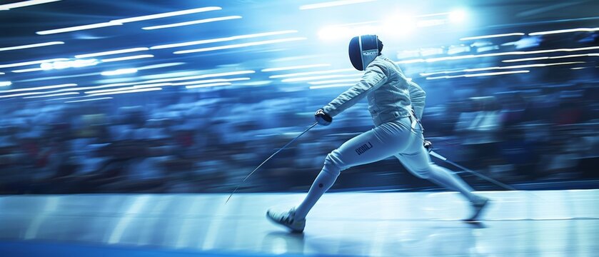 Dramatic Lunge in French Fencing Match