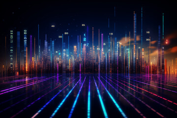 Abstract technology digital graph line electronic network data innovation concept background.