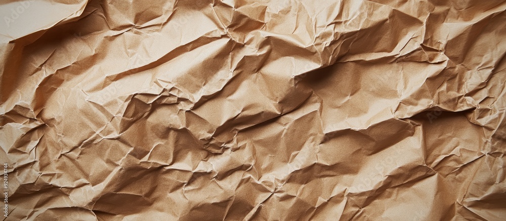 Poster Crumpled Brown Packing Paper Background. with copy space image. Place for adding text or design