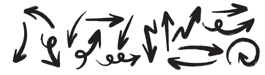 Set hand drawn vector arrows doodle white background design element vector illustration