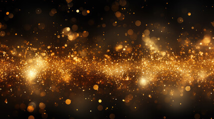 Obraz premium generated illustration of golden bokeh, raining light, blurry lights, blurry background, gold confettis