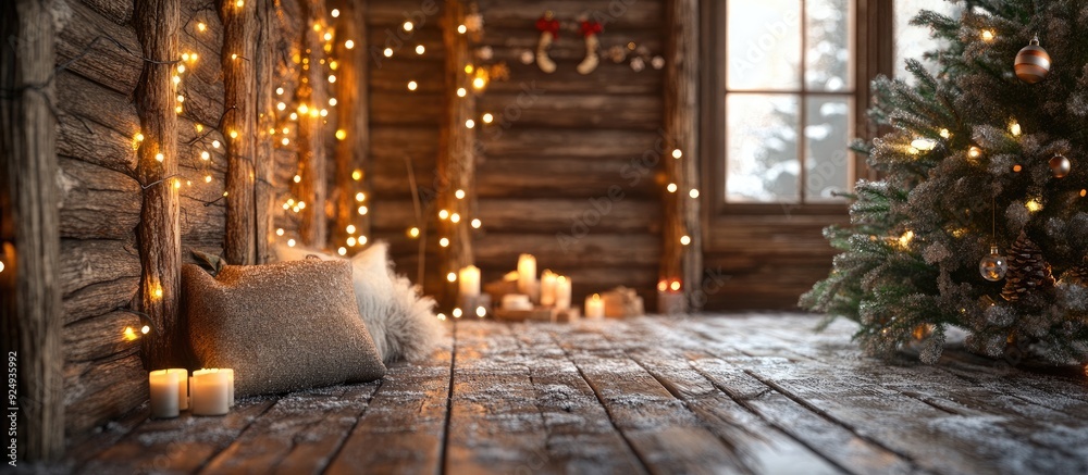 Poster rustic winter holiday backdrop. with copy space image. Place for adding text or design
