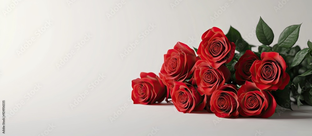 Aufkleber A bouquet of roses on a white background. with copy space image. Place for adding text or design