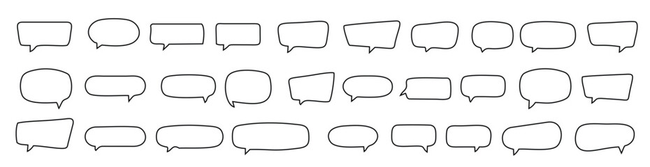Obraz premium Set of speech bubbles. Speak bubble text, cartoon chatting box, message box. Blank empty vector white speech bubbles. Cartoon balloon word design.