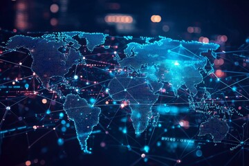 Global Digital Business Network Connection Illustration created with Generative AI