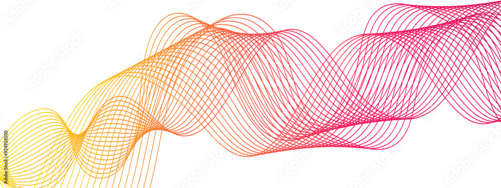 Poster abstract smooth wave round lines design background layout. glowing frequency sound wave with motion 