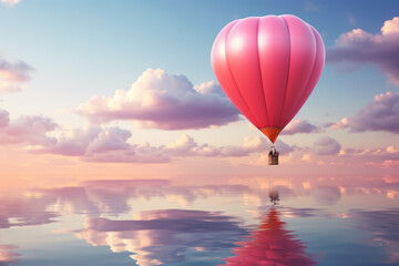 Obraz premium generated illustration of pink hot air balloons floating