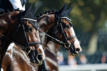 Obraz premium Dynamic Synchronization: U.S. Dressage Team Performs with Passion