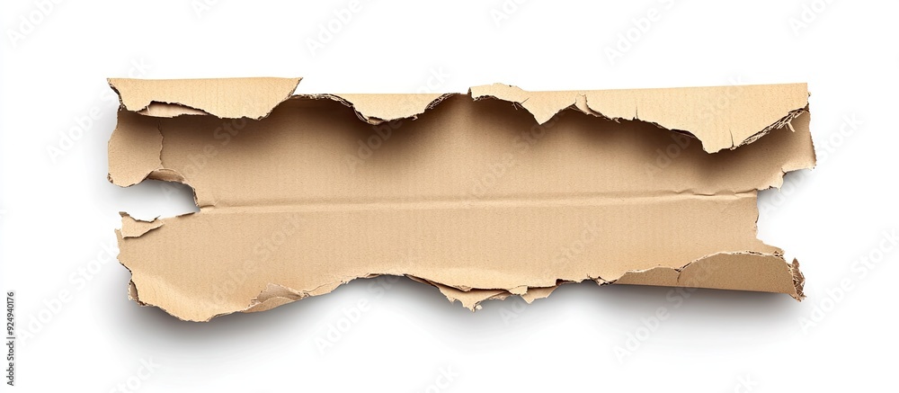 Poster torn cardboard from packaging isolated on a white background with copy space