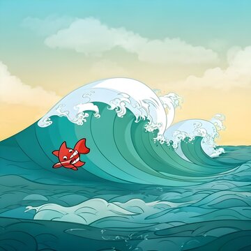 waves in sea for cartoon
