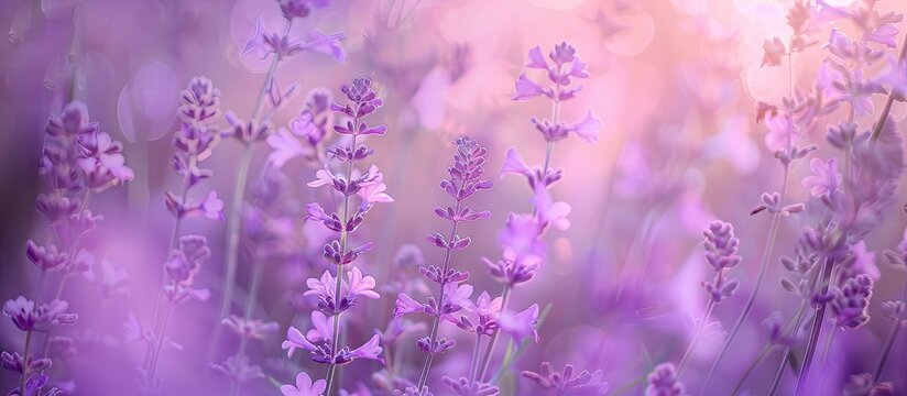 Soft blur of Inthanin purple flowers Copy space