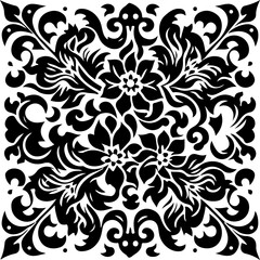 Unique Silhouette batik motif pattern, vector batik pattern 20