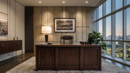 front view off office desk