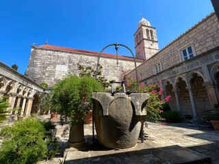 Courtyard of the Franciscan Monastery on the island of Badija, Croatia