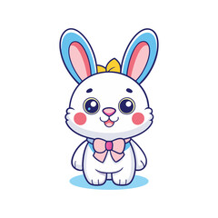 Charming cute rabbit cartoon clipart vector icon for various design needs.