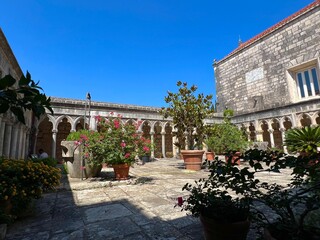 Courtyard of the Franciscan Monastery on the island of Badija, Croatia