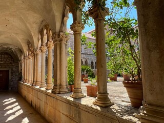 Courtyard of the Franciscan Monastery on the island of Badija, Croatia