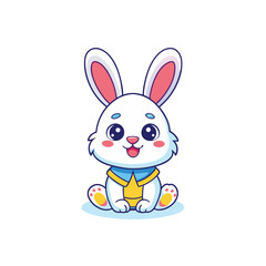 Charming cute rabbit cartoon clipart vector icon for various design needs.