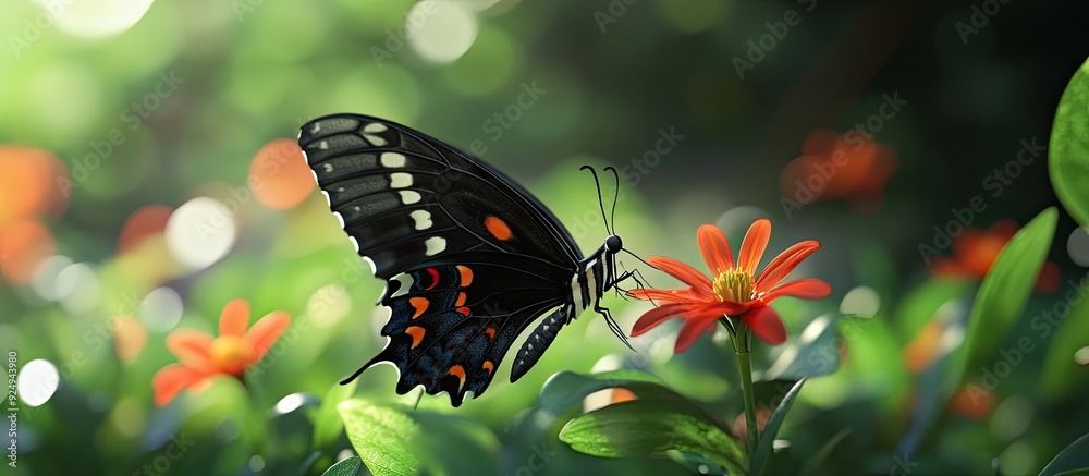 Poster Close up of a butterfly in the garden. with copy space image. Place for adding text or design