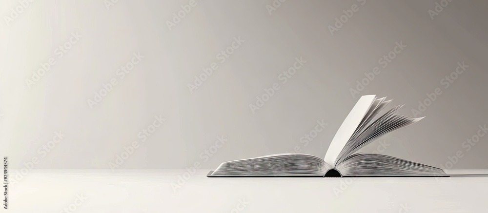 Poster Close up of a book with bookmarks on a white background. with copy space image. Place for adding text or design
