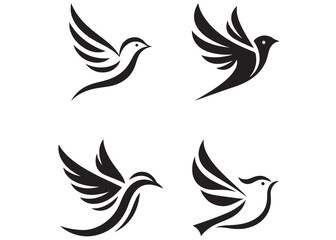 bird logo design vector, flying bird logo Vector illustration in simple hand drawn, bird logo design, minimalist logo design, dove of peace bird logo black bird icons set 