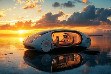 Obraz premium picture for Daimler company that show a situation with the future of a product in 2030 where the company is using AI to improve their product and that benefits the consumers and the planet