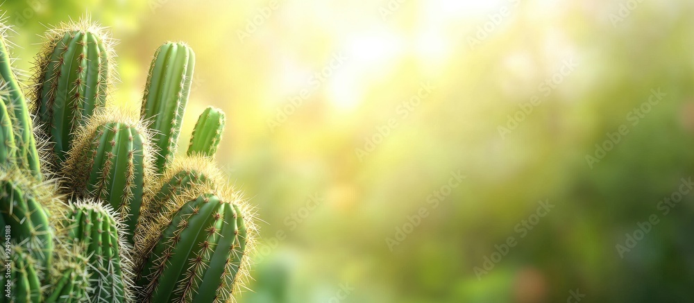 Aufkleber tropical cactus with a blurred background and ample copy space