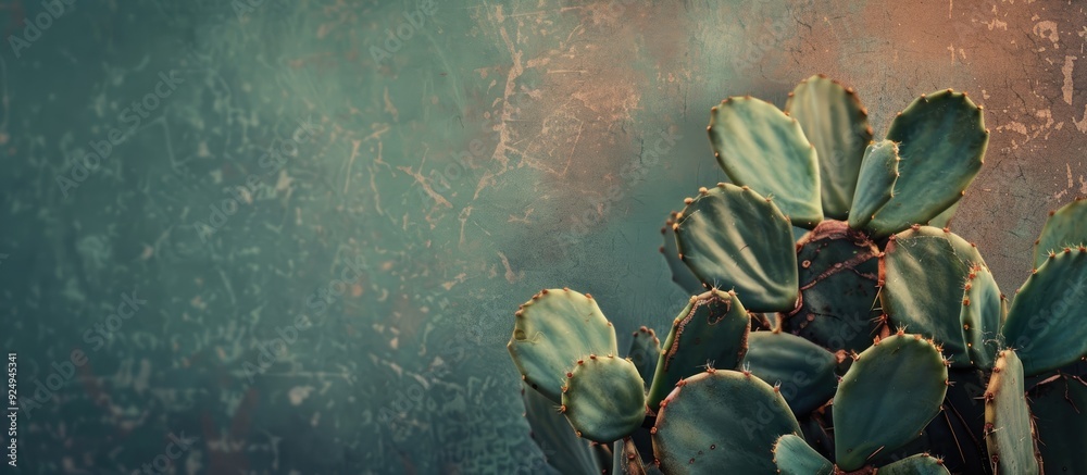 Leinwandbilder textured vintage paper background featuring a christmas cactus. with copy space image. place for add
