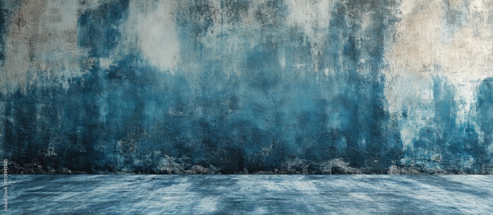 Poster abstract blue backdrop vintage cement wall. with copy space image. place for adding text or design