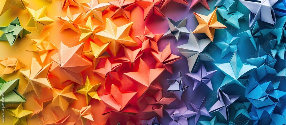 Aufkleber Colored paper stars against various backgrounds. with copy space image. Place for adding text or design