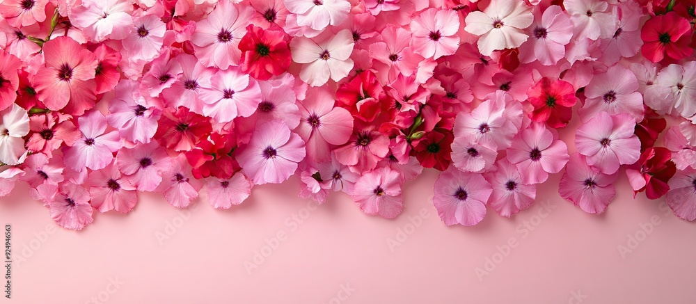 Poster beautiful floral greeting card with a spring and summer abstract background colorful pink phlox flow