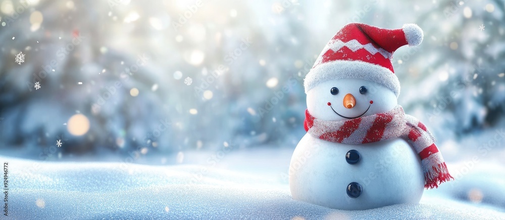 Poster snowman christmas decorations for a background or postcard. with copy space image. place for adding 