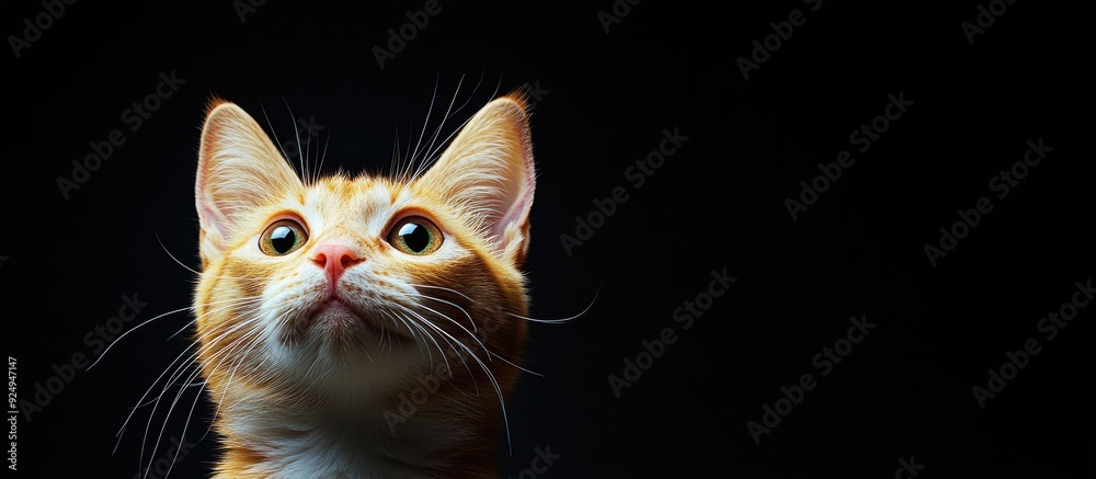 Aufkleber adorable red and white cat. with copy space image. Place for adding text or design