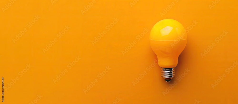 Aufkleber Yellow light bulb top view flat lay. with copy space image. Place for adding text or design