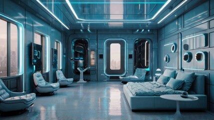 Naklejka premium futuristic Interior of a 100 square feet room