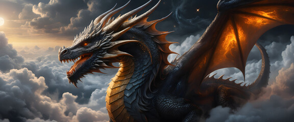 Heavenly Serpent: Dragon Soaring Through Celestial Skies