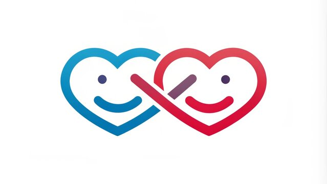 A stylized, modern companion logo featuring a pair of interconnected hearts with a subtle smile, conveying friendship, loyalty, and togetherness in a simple yet powerful design.