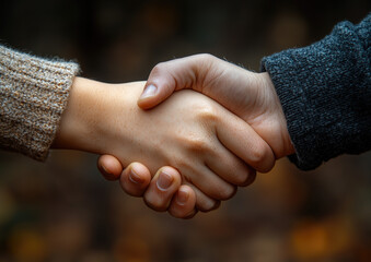 An elderly hand supports a young hand, symbolizing care, guidance, and well-being. The image represents intergenerational support and the nurturing of younger generations, dark blur background