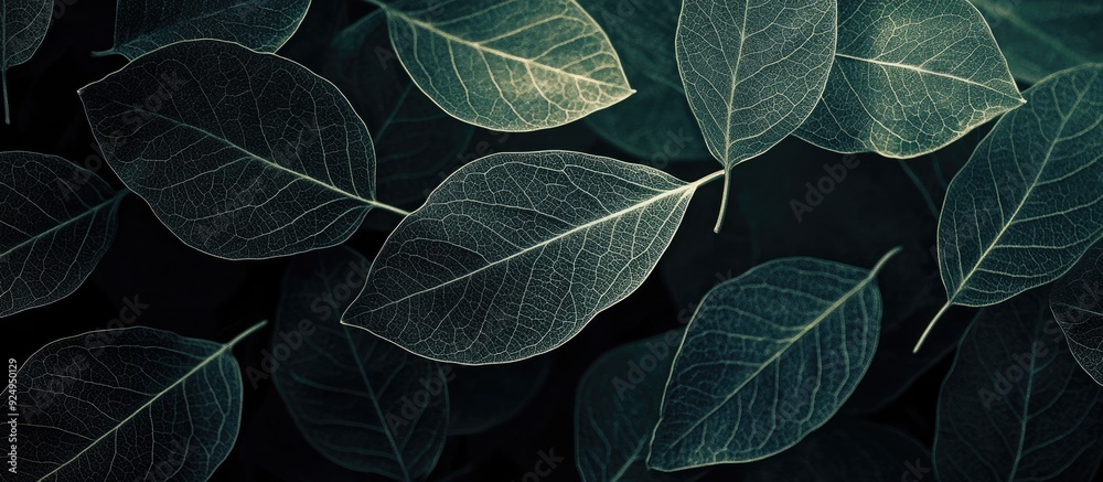 Poster Stunning abstract backdrop featuring skeleton leaves. with copy space image. Place for adding text or design