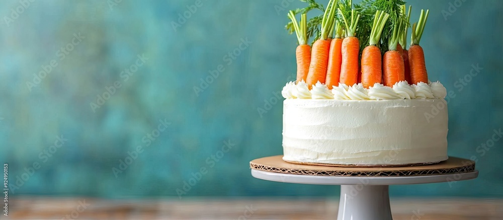 Fototapete cakes adorned with fresh carrots. with copy space image. place for adding text or design