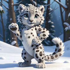 Adorable Snow Leopard: Cute Anthro with a Playful Pose