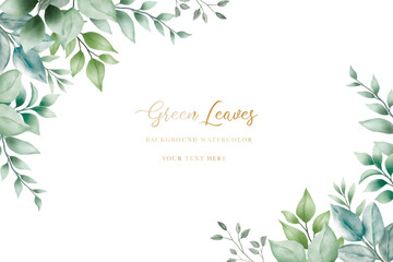 Obraz premium beautiful green leaves background watercolor