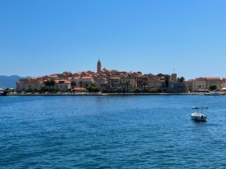 Panoramic view of the old town of Korcula, Croatia