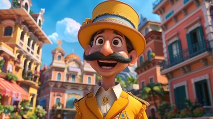 Tranquil 3D Animated Indian Fisherman in Traditional Wooden Boat at Serene River Scene During Early Morning Light